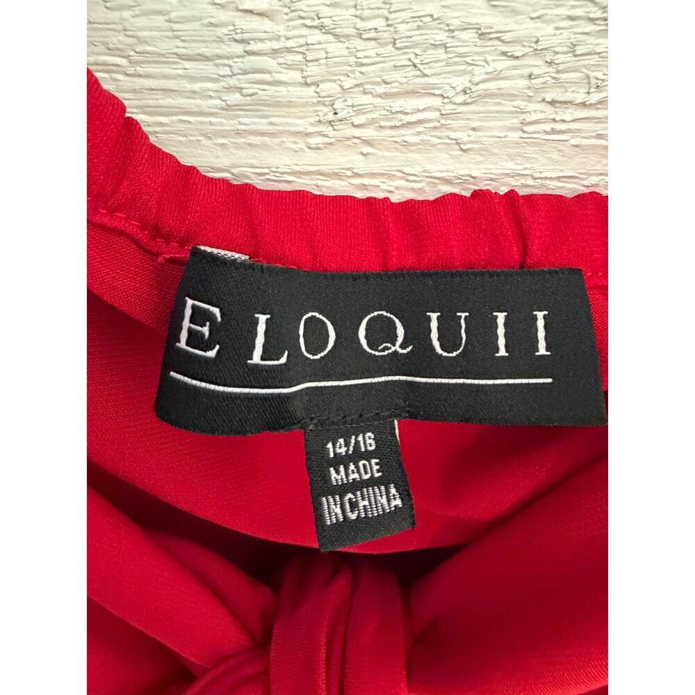 Eloquii Red Tie Front Long Sleeve Blouse Size 14/16 Plus Size Statement Top - Picture 5 of 8